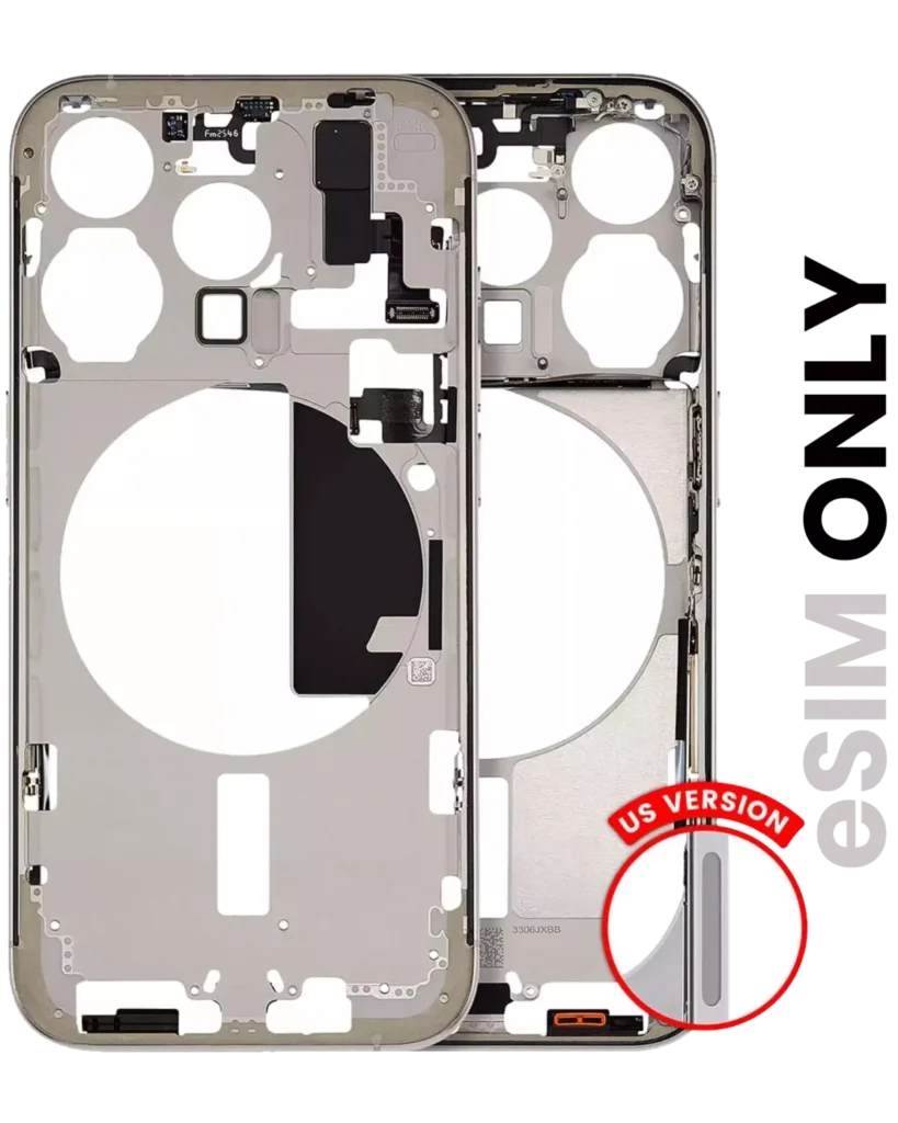 Mid-Frame Housing W/ Small Parts For iPhone 15 Pro (US Version) (Used OEM Pull: Grade A) (Natural Titanium)