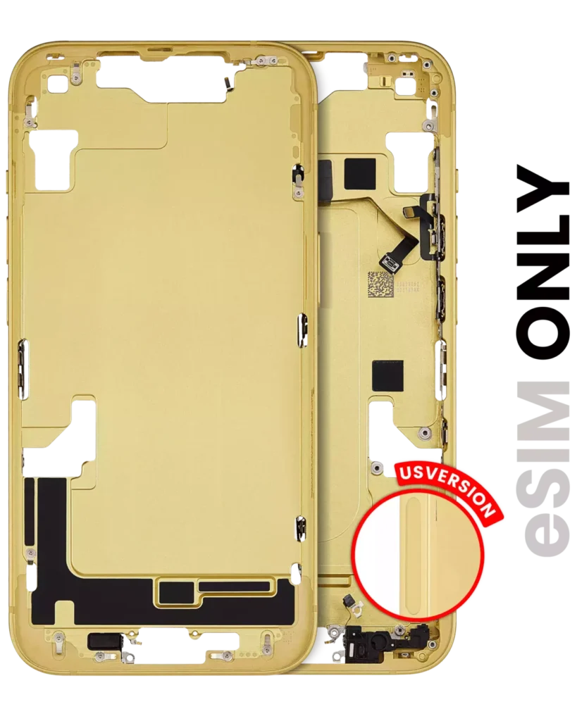 Mid-Frame Housing W/ Small Parts For iPhone 14 (US Version) (Used OEM Pull: Grade B) (Yellow)