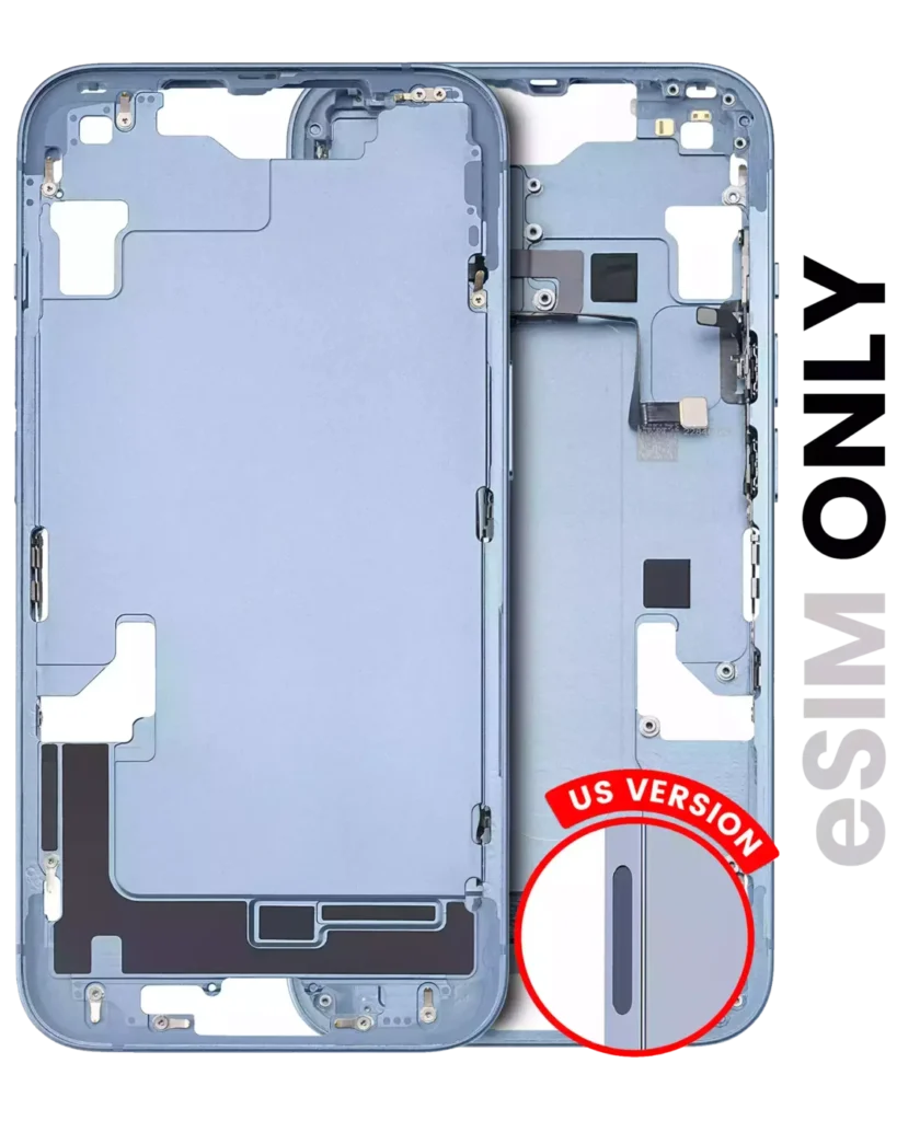 Mid-Frame Housing W/ Small Parts For iPhone 14 (US Version) (Used OEM Pull: Grade C) (Blue)
