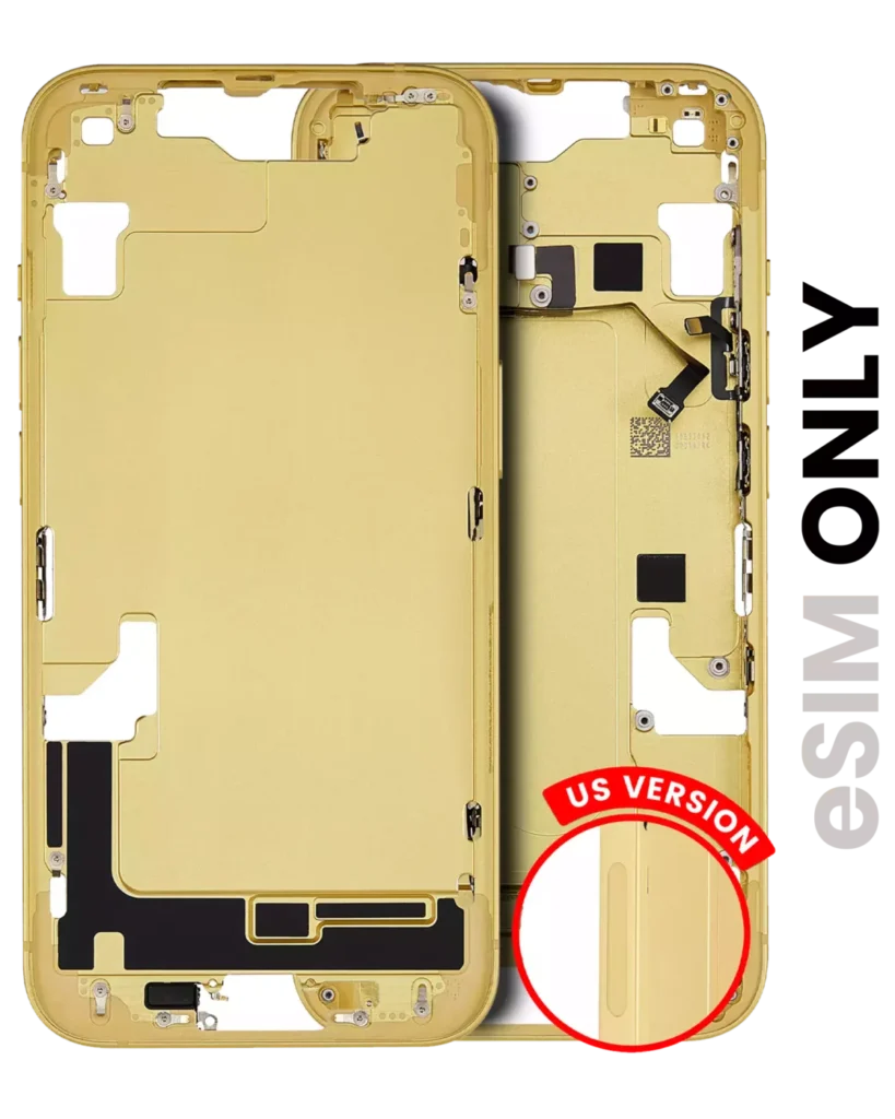 Mid-Frame Housing W/ Small Parts For iPhone 14 (US Version) (Used OEM Pull: Grade A) (Yellow)
