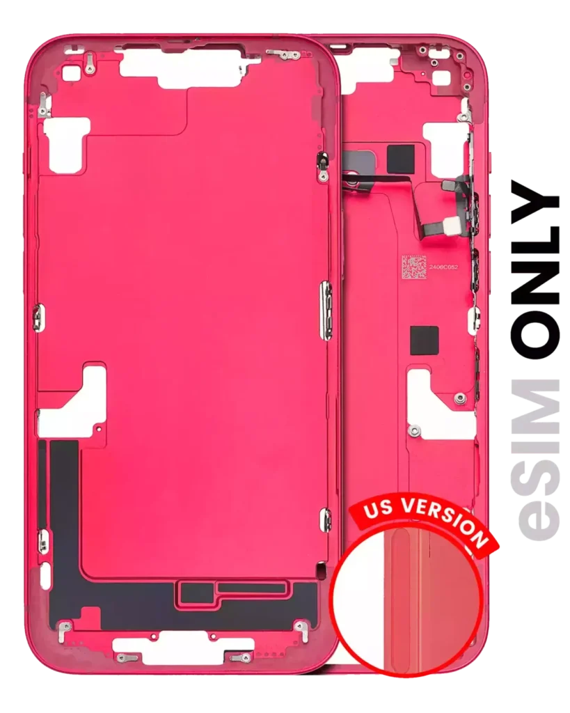 Mid-Frame Housing W/ Small Parts For iPhone 14 Plus (US Version) (Used OEM Pull: Grade B) (Red)