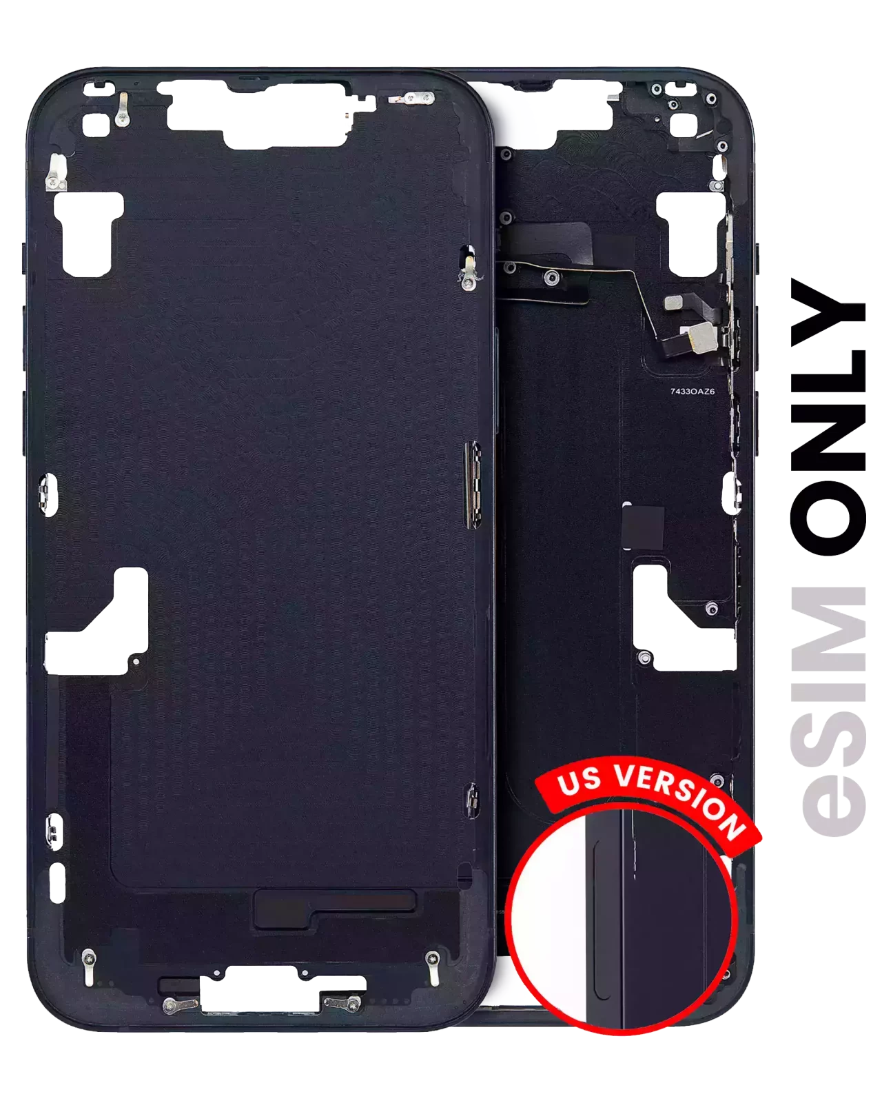 Mid-Frame Housing W/ Small Parts For iPhone 14 Plus (US Version) (Used OEM Pull: Grade C) (Midnight)