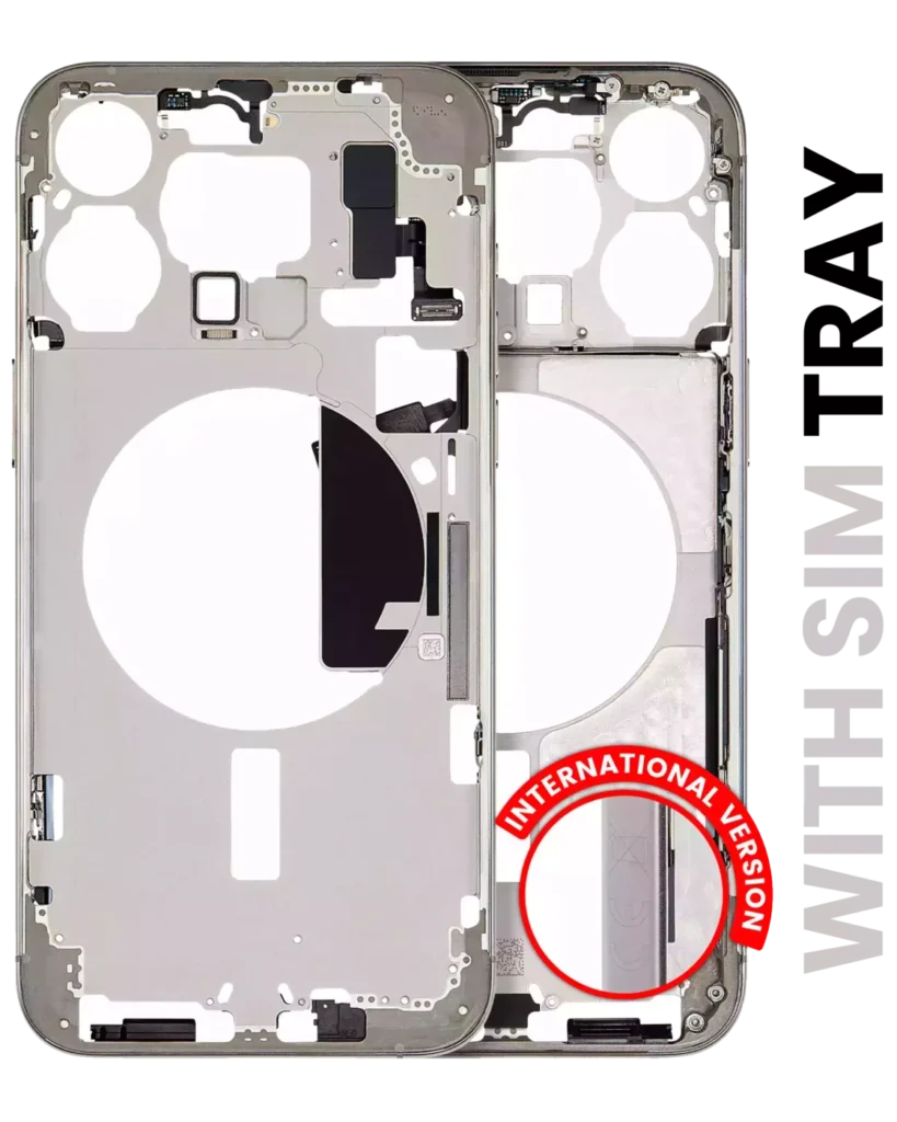 Mid-Frame Housing W/ Small Parts For iPhone 15 Pro Max (EU / Global Version) (Used OEM Pull: Grade A) (Natural Titanium)