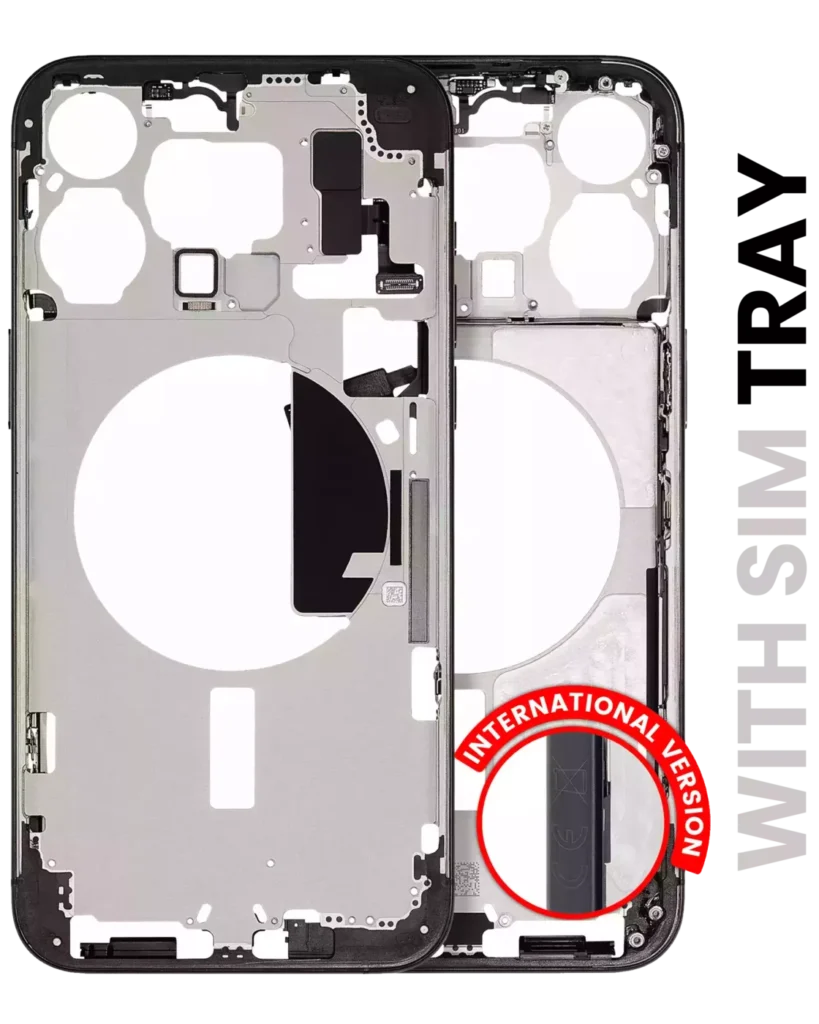 Mid-Frame Housing W/ Small Parts For iPhone 15 Pro Max (EU / Global Version) (Used OEM Pull: Grade A) (Black Titanium)