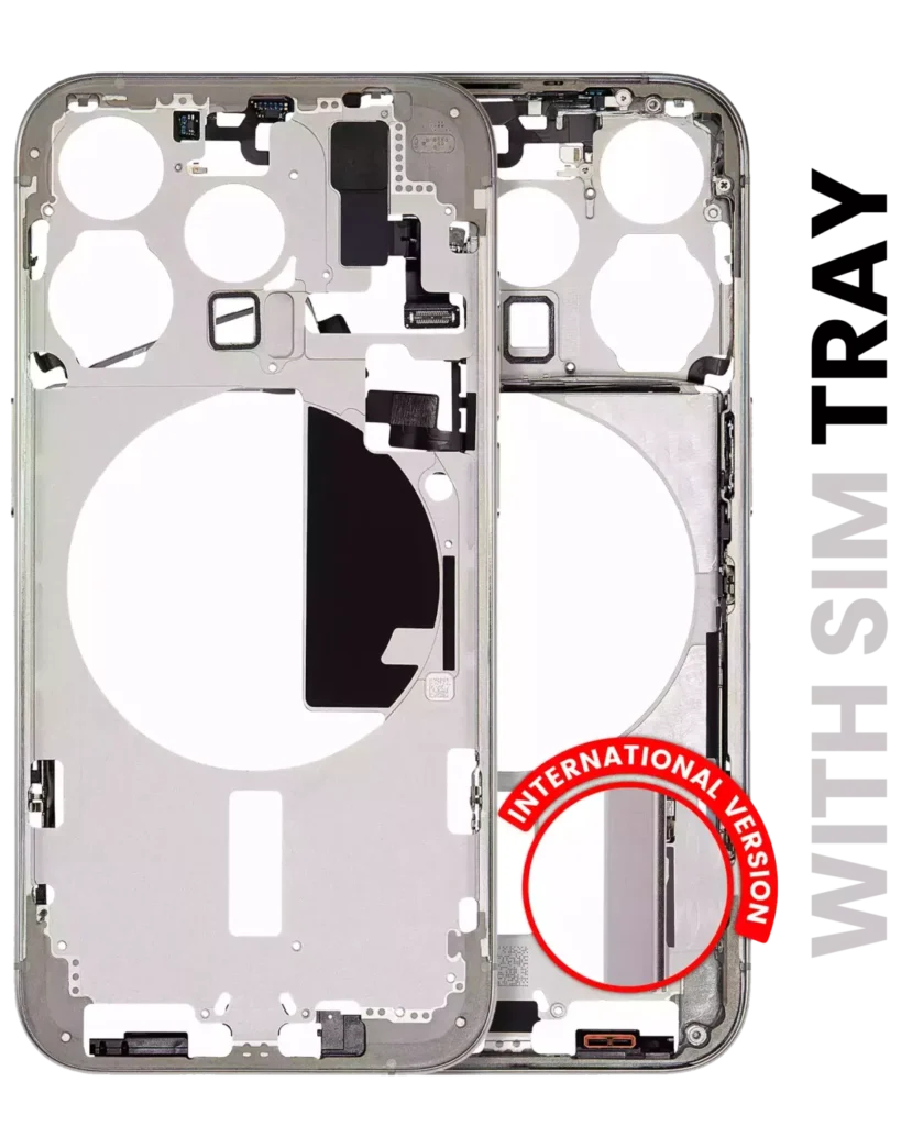 Mid-Frame Housing W/ Small Parts For iPhone 15 Pro (EU / Global Version) (Used OEM Pull: Grade A) (Natural Titanium)