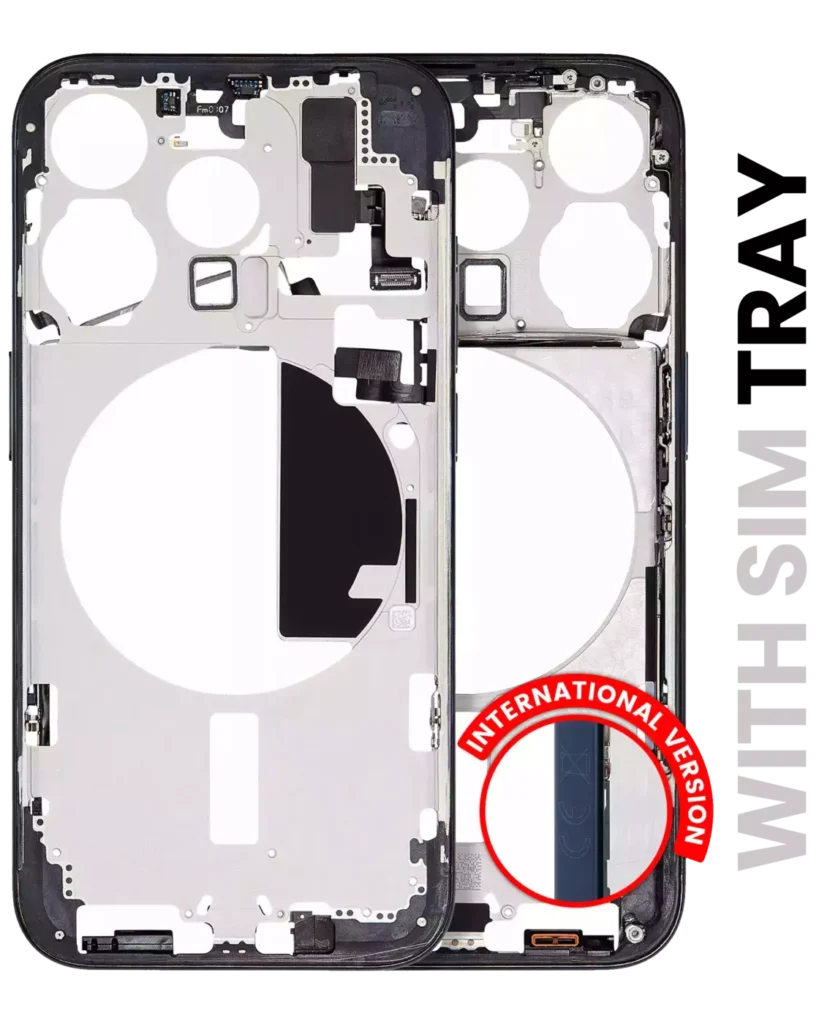 Mid-Frame Housing W/ Small Parts For iPhone 15 Pro (EU / Global Version) (Used OEM Pull: Grade A) (Blue Titanium)