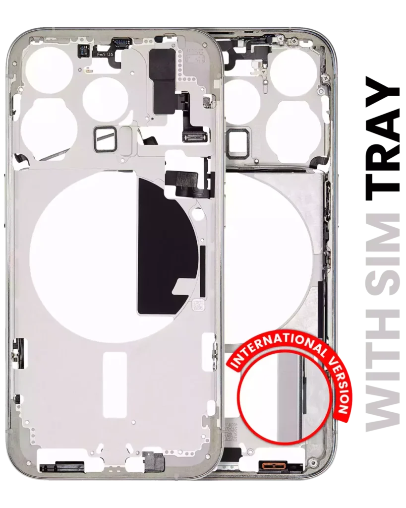 Mid-Frame Housing W/ Small Parts For iPhone 15 Pro (EU / Global Version) (Used OEM Pull: Grade A) (White Titanium)
