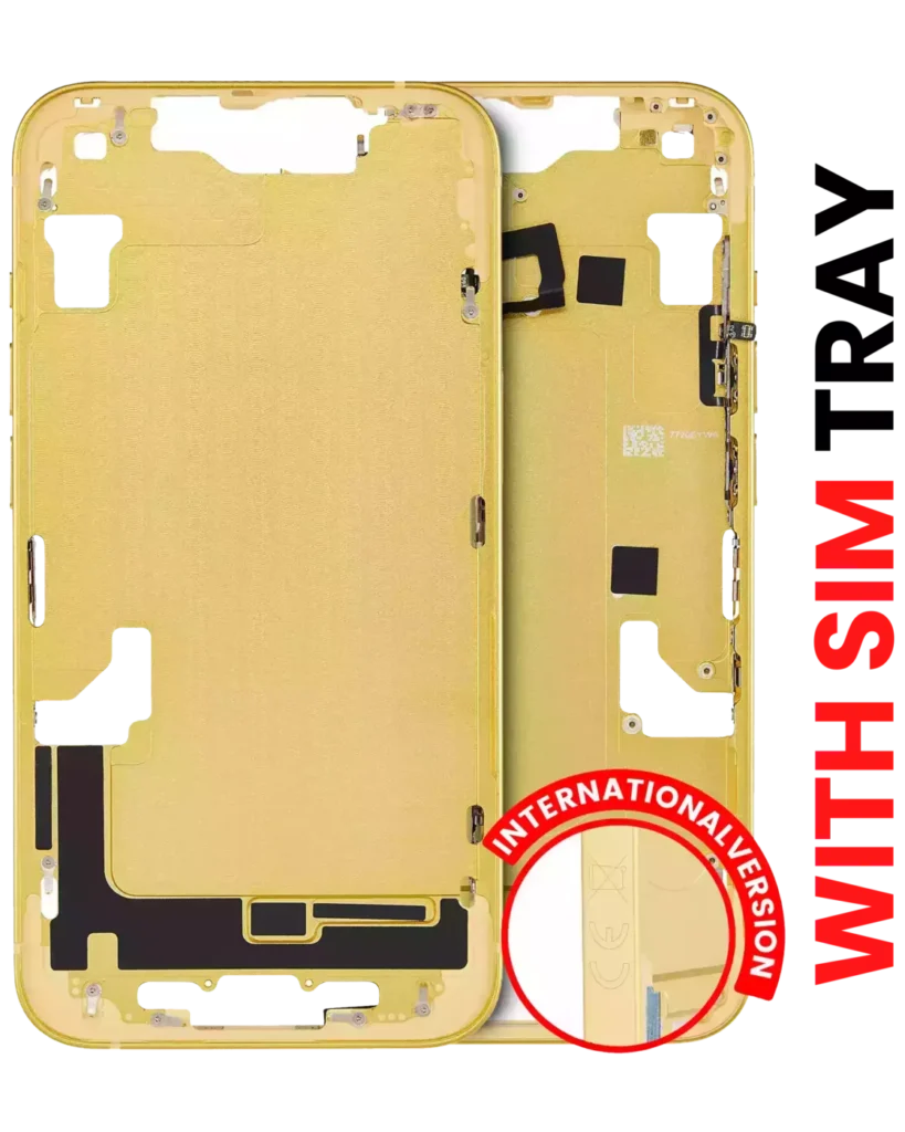 Mid-Frame Housing W/ Small Parts For iPhone 14 (EU / Global Version) (Aftermarket Plus) (Yellow)