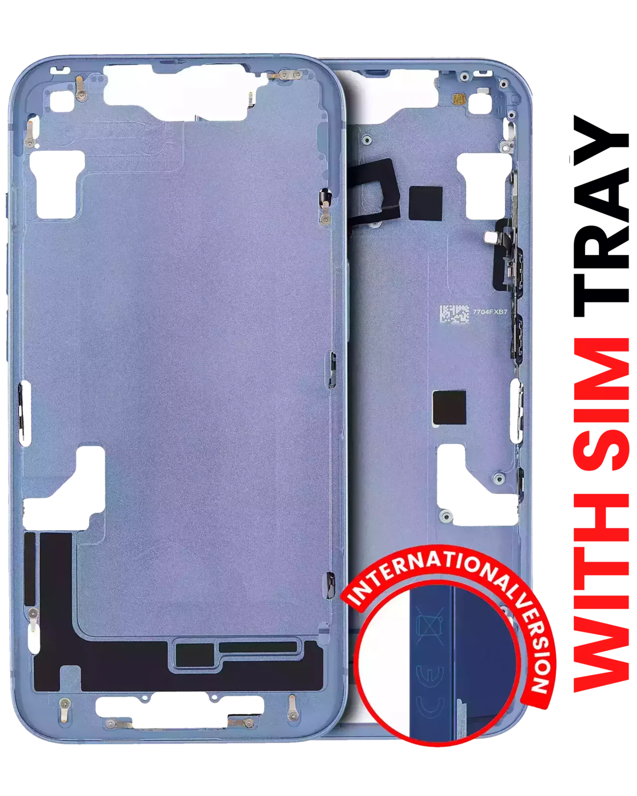 Mid-Frame Housing W/ Small Parts For iPhone 14 (EU / Global Version) (Aftermarket Plus) (Blue)