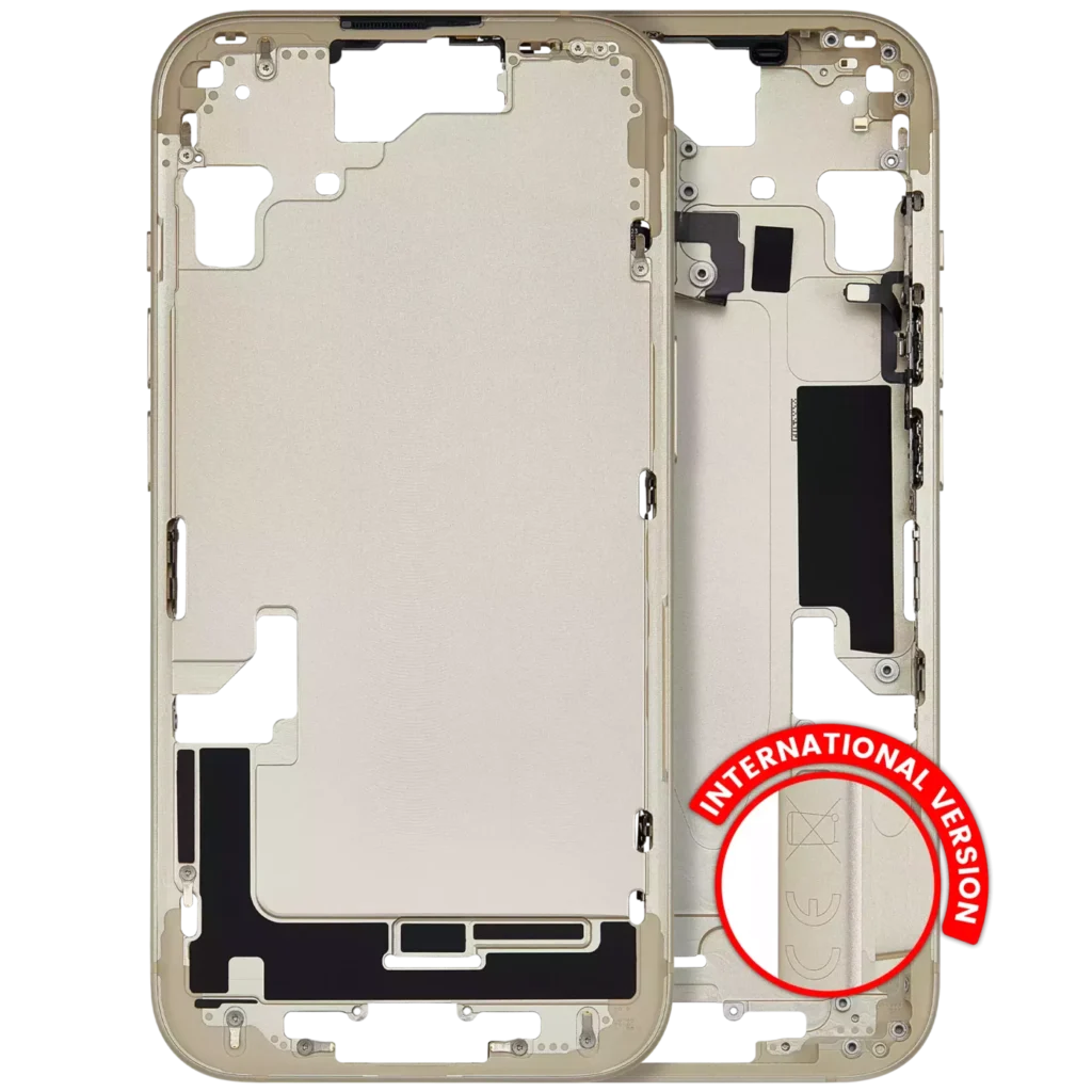 Mid-Frame Housing W/ Small Parts For iPhone 15 (EU / Global Version) (Used OEM Pull: Grade A) (Yellow)