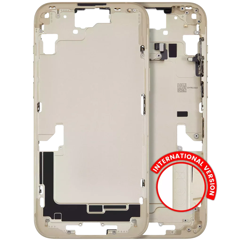 Mid-Frame Housing W/ Small Parts For iPhone 15 Plus (EU / Global Version) (Used OEM Pull: Grade A) (Yellow)