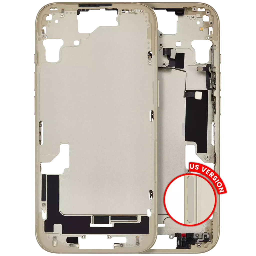 Mid-Frame Housing W/ Small Parts For iPhone 15 (US Version) (Aftermarket Plus) (Yellow)