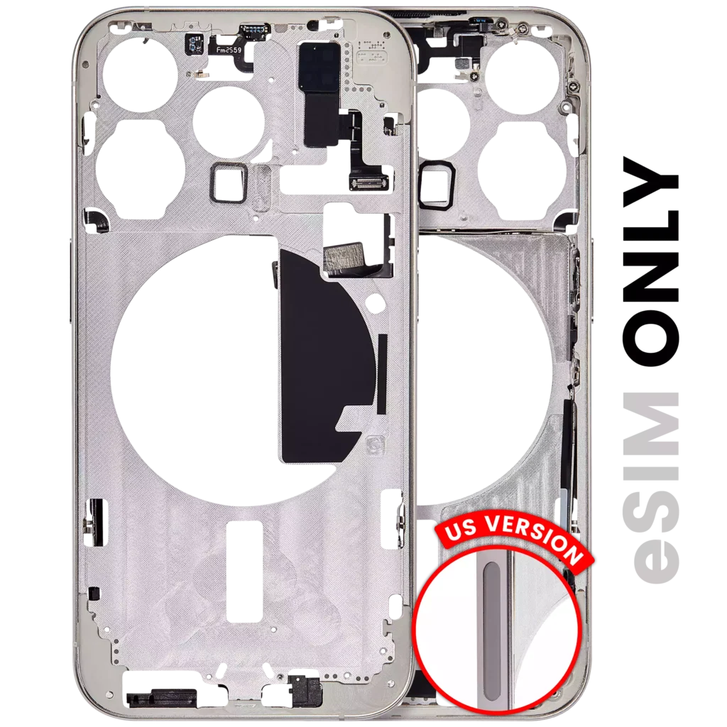 Mid-Frame Housing W/ Small Parts For iPhone 15 Pro (US Version) (Used OEM Pull: Grade C) (White Titanium)