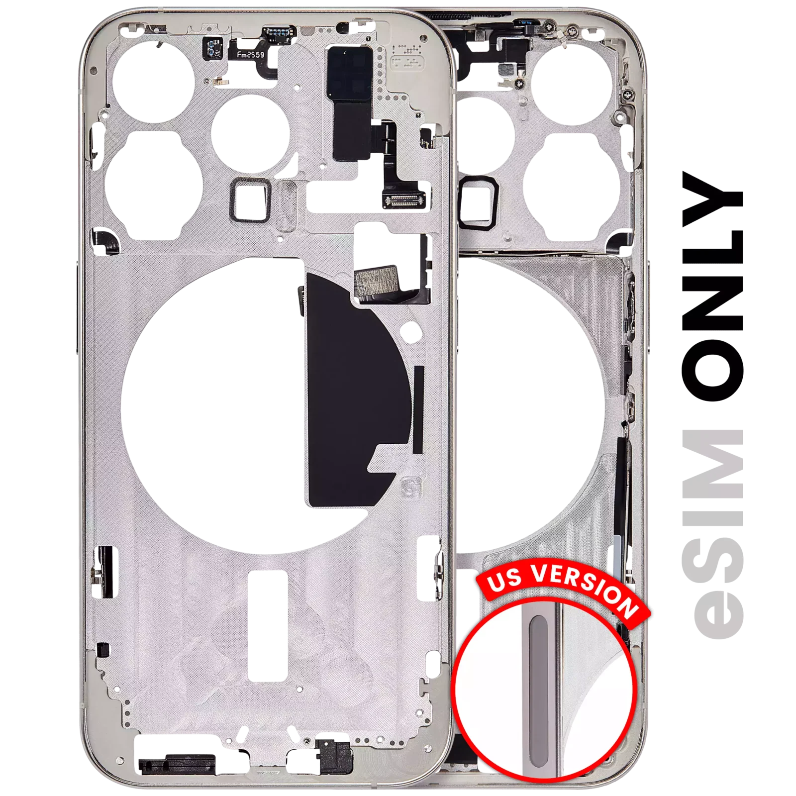 Mid-Frame Housing W/ Small Parts For iPhone 15 Pro (US Version) (Used OEM Pull: Grade C) (White Titanium)