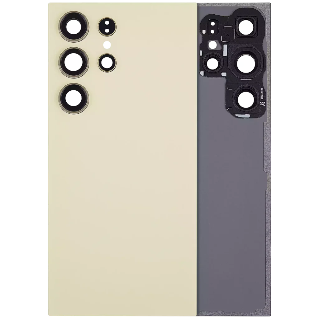 Back Cover Glass With Camera Lens For Samsung Galaxy S24 Ultra 5G (No Logo) (Aftermarket Plus) (Titanium Yellow)