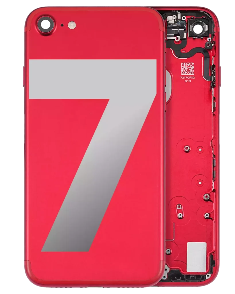 Back Housing W/ Small Components Pre-Installed For iPhone 7 (Used OEM Pull: Grade A) (Red)