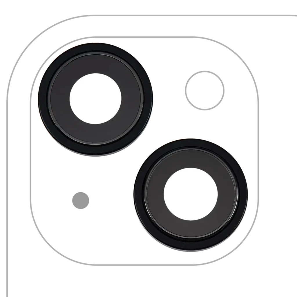 Back Camera Lens With Bracket & Bezel For iPhone 15 / 15 Plus (2 Piece Set) (Premium) (Black)