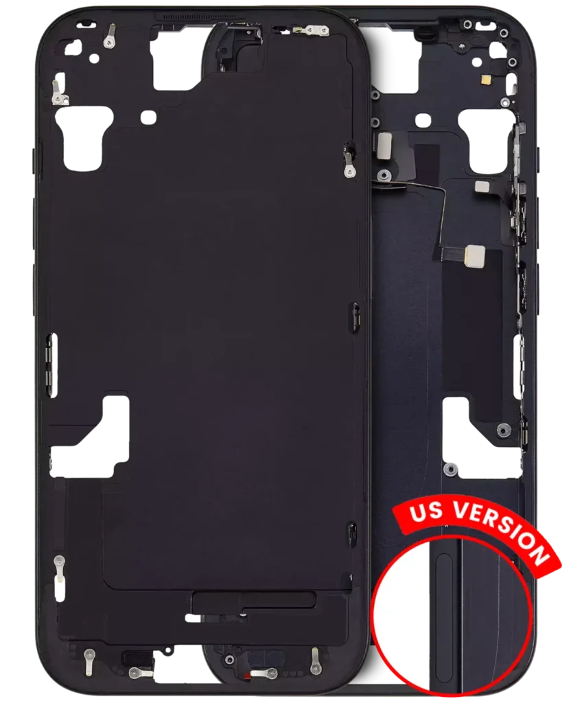 Mid-Frame Housing W/ Small Parts For iPhone 15 (US Version) (Aftermarket Plus) (Black)