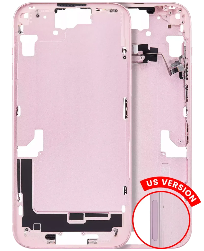 Mid-Frame Housing W/ Small Parts For iPhone 15 Plus (US Version) (Aftermarket Plus) (Pink)