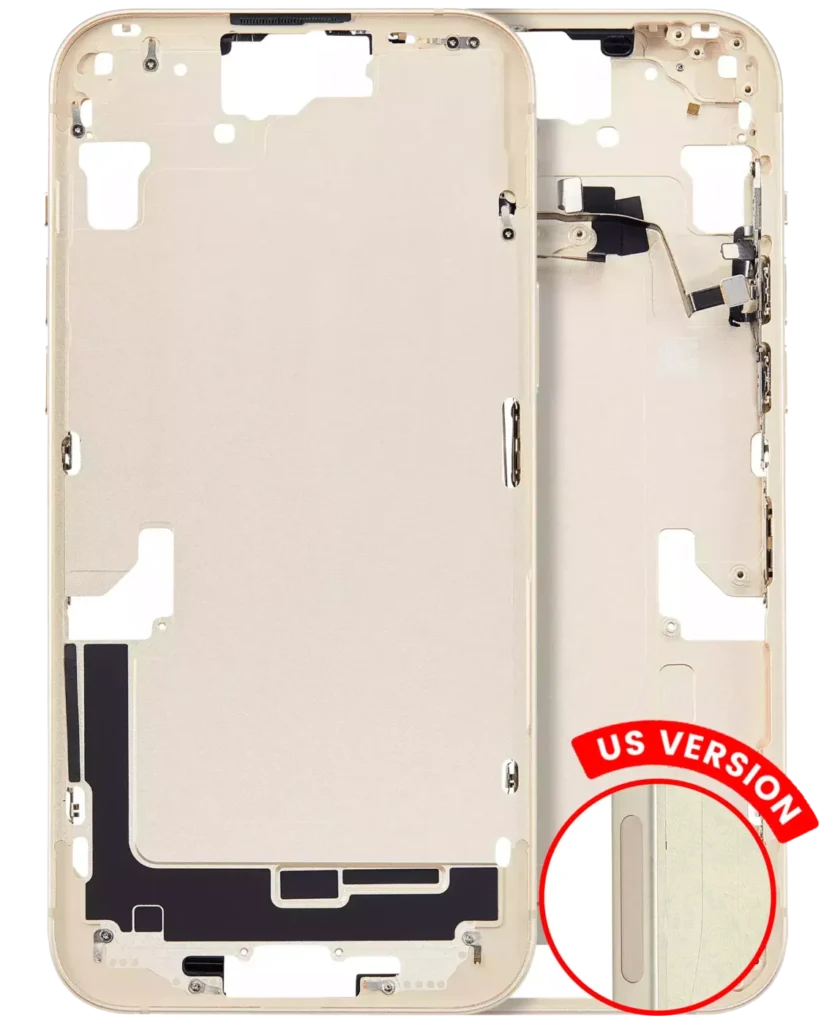 Mid-Frame Housing W/ Small Parts For iPhone 15 Plus (US Version) (Aftermarket Plus) (Yellow)