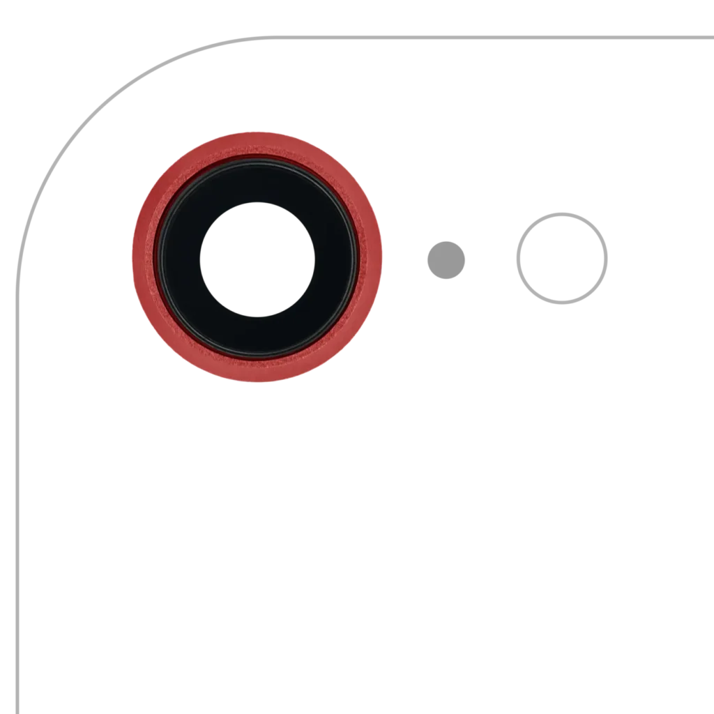 Back Camera Lens With Bracket & Bezel For iPhone 8 / SE (2020) / SE (2022) (Real Sapphire) (Premium) (Red) (10 Pack)