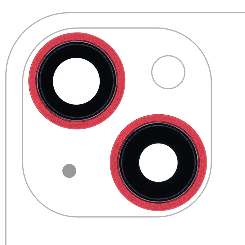 Back Camera Lens With Bracket & Bezel For iPhone 13 / 13 Mini (2 Piece Set) (Real Sapphire) (Premium) (Red)