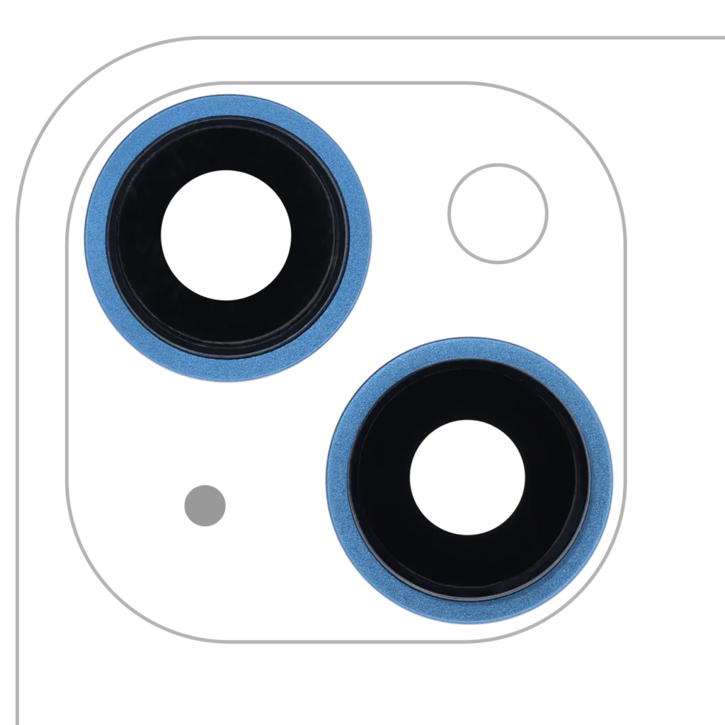 Back Camera Lens With Bracket & Bezel For iPhone 13 / 13 Mini (2 Piece Set) (Real Sapphire) (Premium) (Blue)