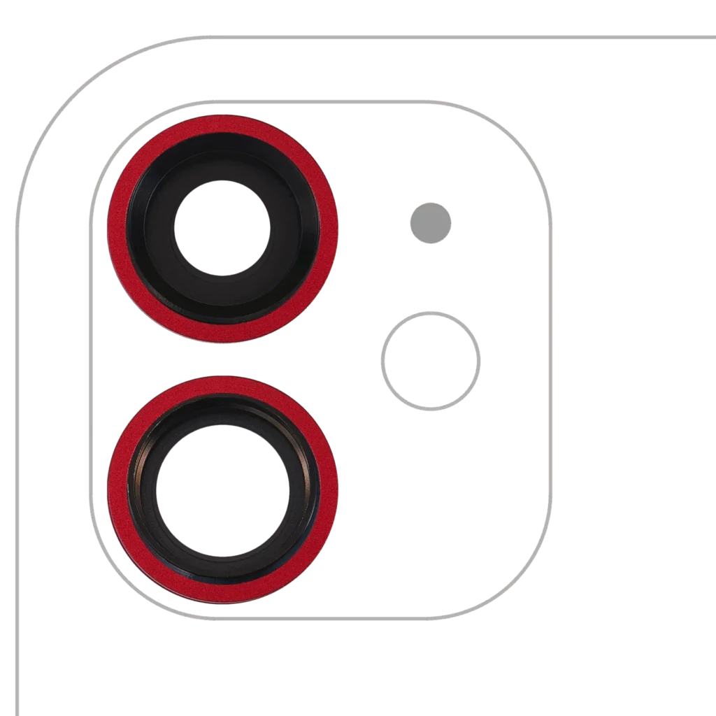 Back Camera Lens With Bracket & Bezel For iPhone 11 (2 Piece Set) (Real Sapphire) (Premium) (Red)
