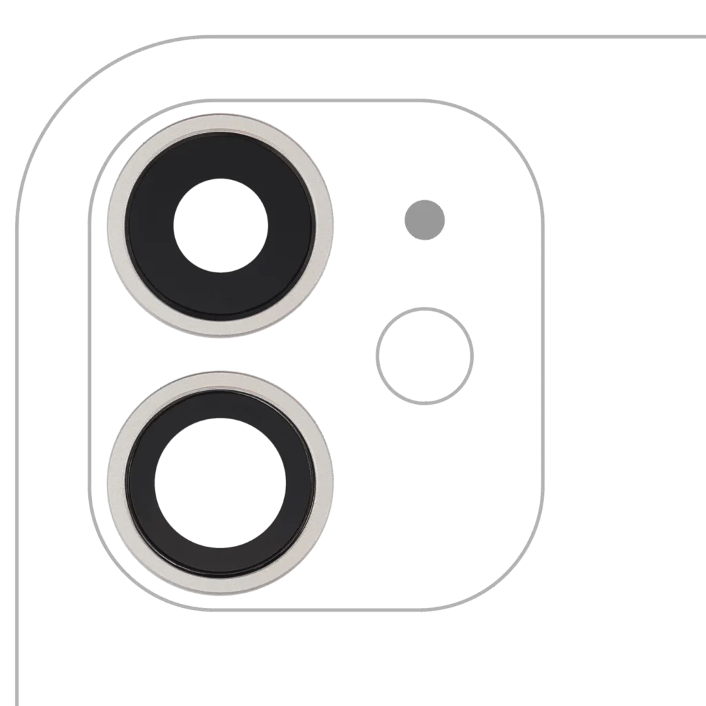 Back Camera Lens With Bracket & Bezel For iPhone 11 (2 Piece Set) (Real Sapphire) (Premium) (White)
