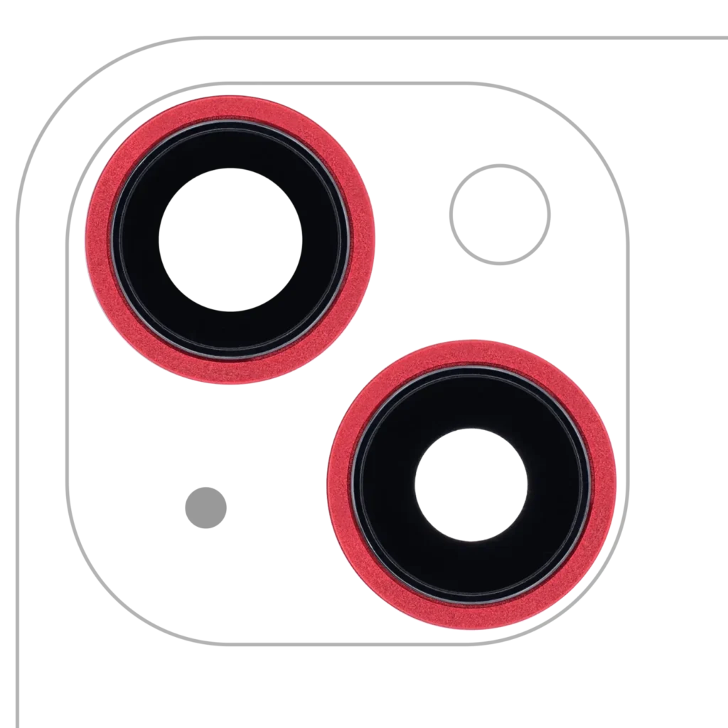 Back Camera Lens With Bracket & Bezel For iPhone 13 / 13 Mini (2 Piece Set) (Aftermarket Plus) (Red)