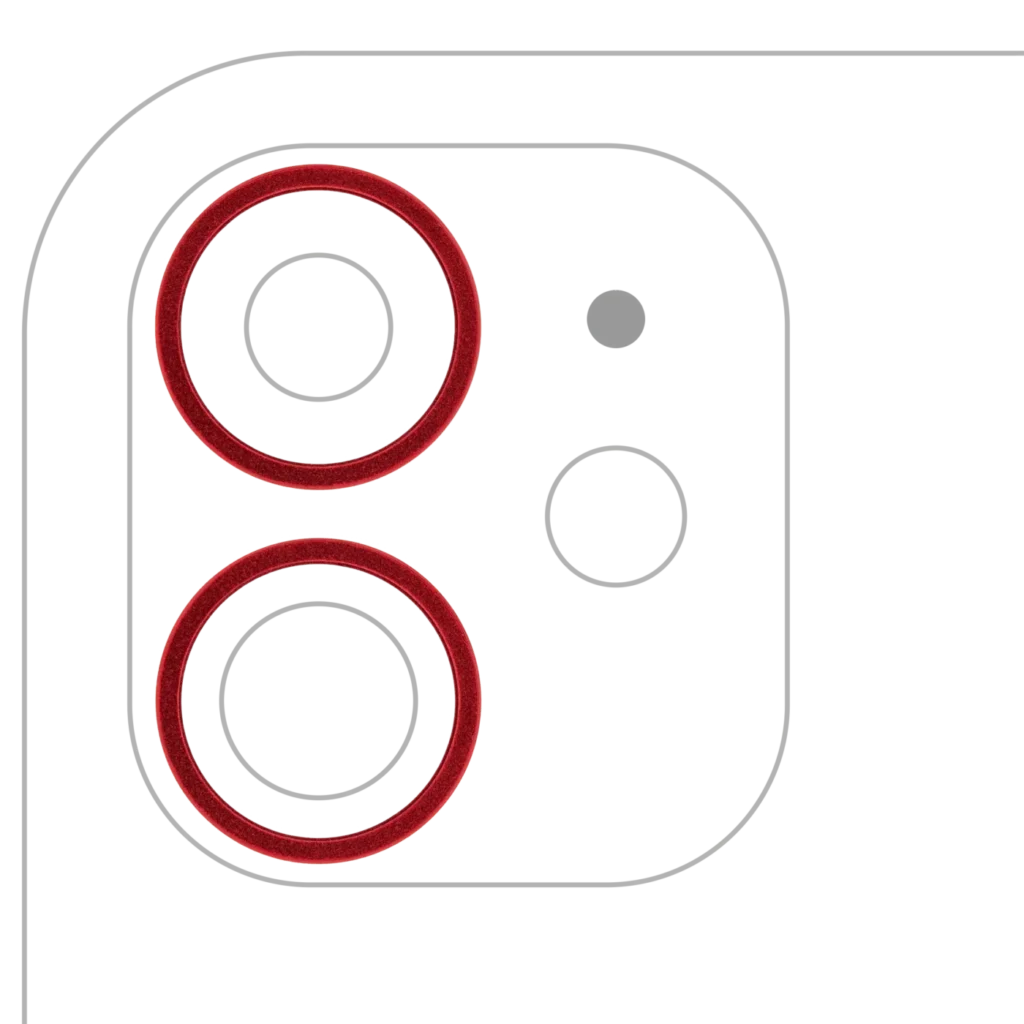 Back Camera Bezel Ring Only For iPhone 11 / 12 / 12 Mini (Red) (2 Piece Set) (10 Pack)