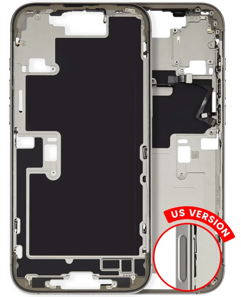 Mid-Frame Housing W/ Small Parts For iPhone 16 Pro Max (US Version) (Used OEM Pull: Grade A) (White Titanium)