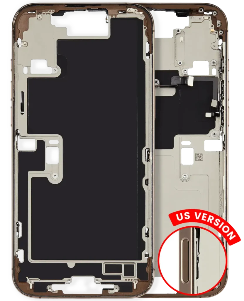 Mid-Frame Housing W/ Small Parts For iPhone 16 Pro Max (US Version) (Used OEM Pull: Grade A) (Desert Titanium)