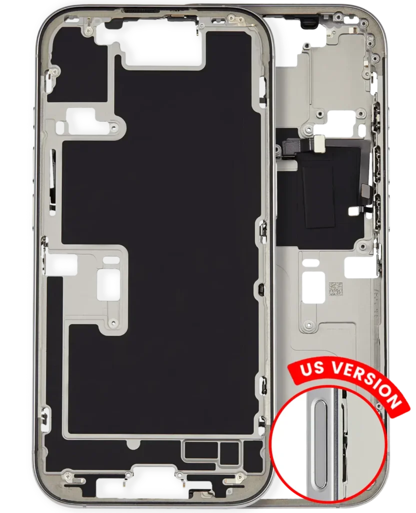 Mid-Frame Housing W/ Small Parts For iPhone 16 Pro (US Version) (Used OEM Pull: Grade A) (White Titanium)