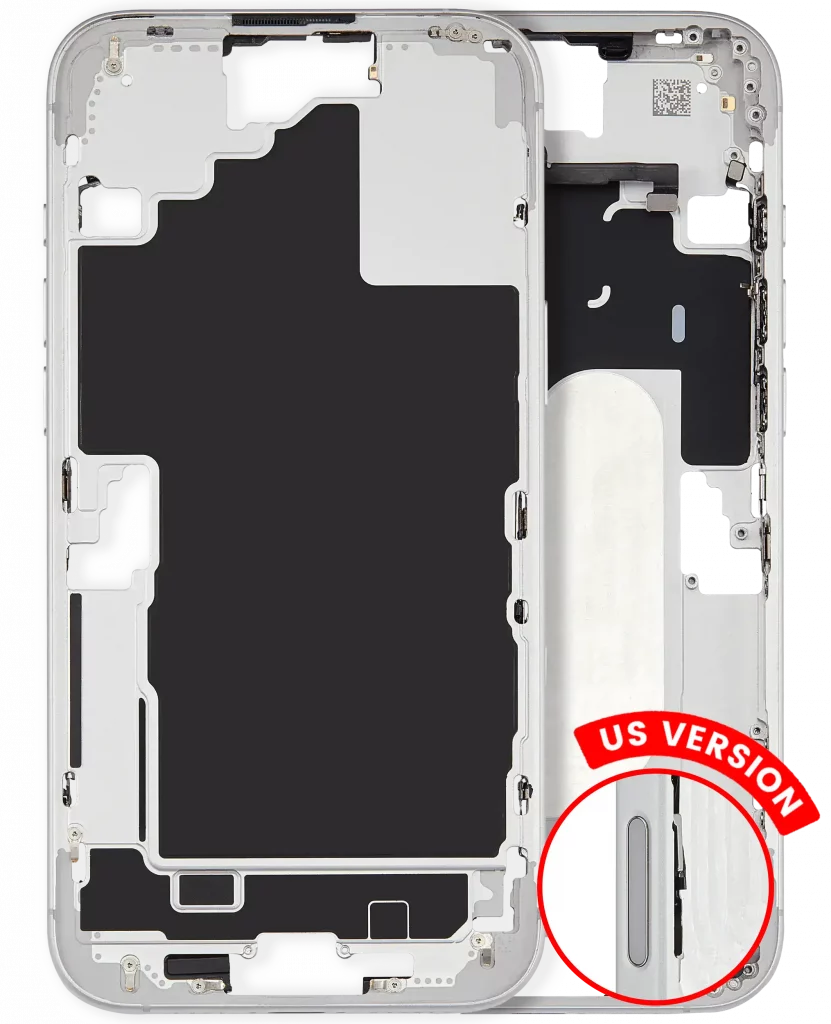 Mid-Frame Housing W/ Small Parts For iPhone 16 Plus (US Version) (Used OEM Pull: Grade A) (White)