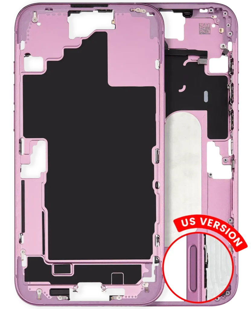 Mid-Frame Housing W/ Small Parts For iPhone 16 Plus (US Version) (Used OEM Pull: Grade A) (Pink)