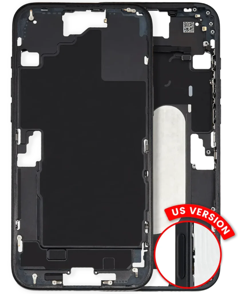 Mid-Frame Housing W/ Small Parts For iPhone 16 Plus (US Version) (Used OEM Pull: Grade A) (Black)