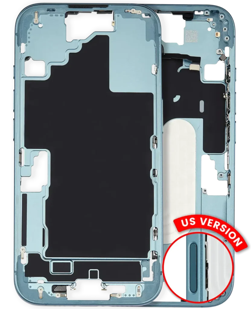 Mid-Frame Housing W/ Small Parts For iPhone 16 (US Version) (Used OEM Pull: Grade A) (Teal)