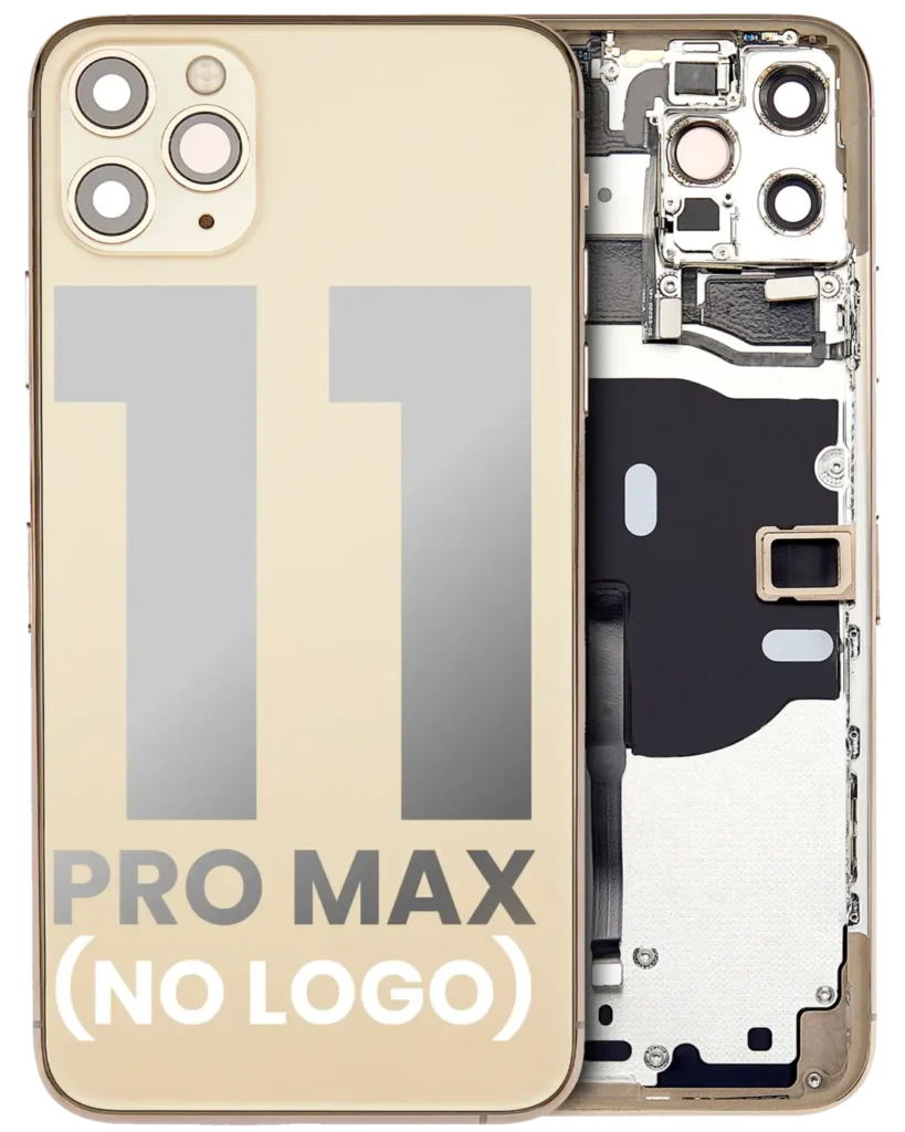 Back Housing W/ Small Components Pre-Installed For iPhone 11 Pro Max (No Logo) (Aftermarket Plus) (Gold)