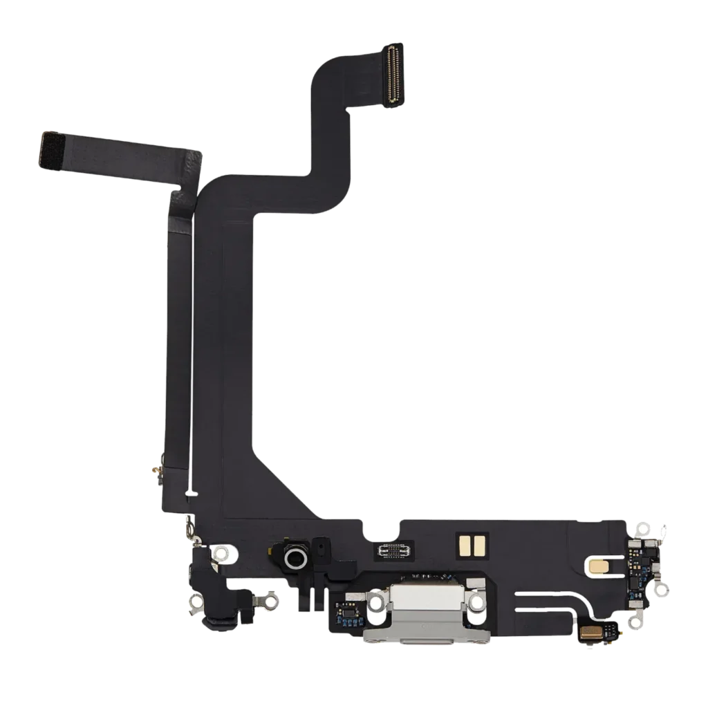 Charging Port Flex Cable For iPhone 14 Pro Max (Used OEM Pull) (Silver)