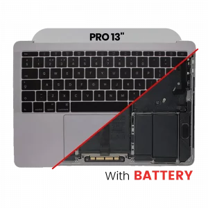 Top Case with Keyboard (ISO UK) and Trackpad For MacBook Pro 13″ A1989 (2018-2019) (Used OEM Pull: Grade B/C) (Space Gray)