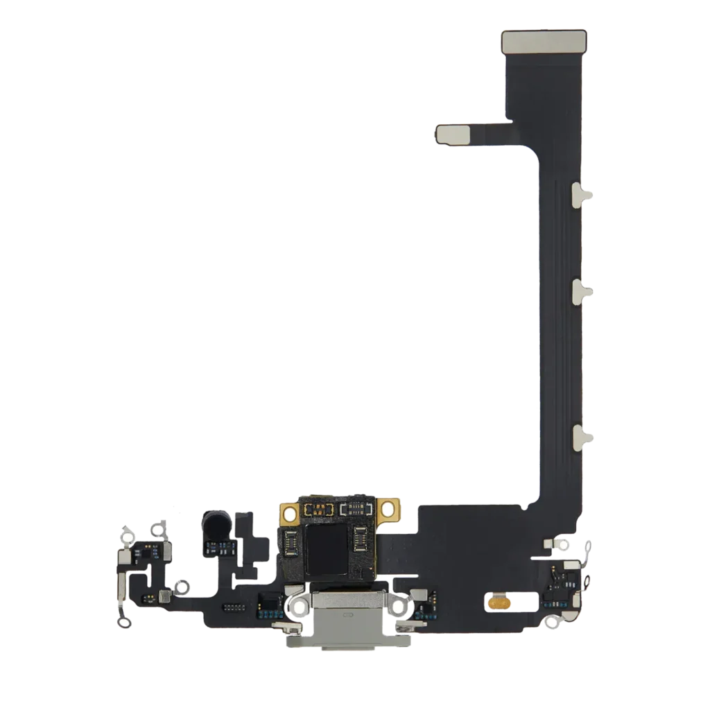 Charging Port Flex Cable With Board For iPhone 11 Pro Max (Used OEM Pull) (Silver)
