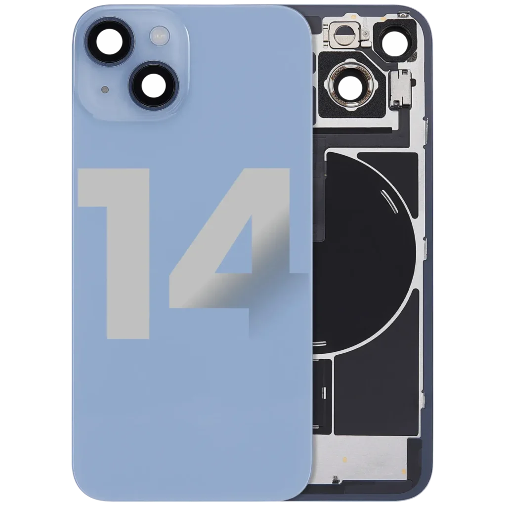 Back Glass w/ MagSafe Magnet & NFC & Flashlight Flex For iPhone 14 (Used OEM Pull: Grade A) (Blue)