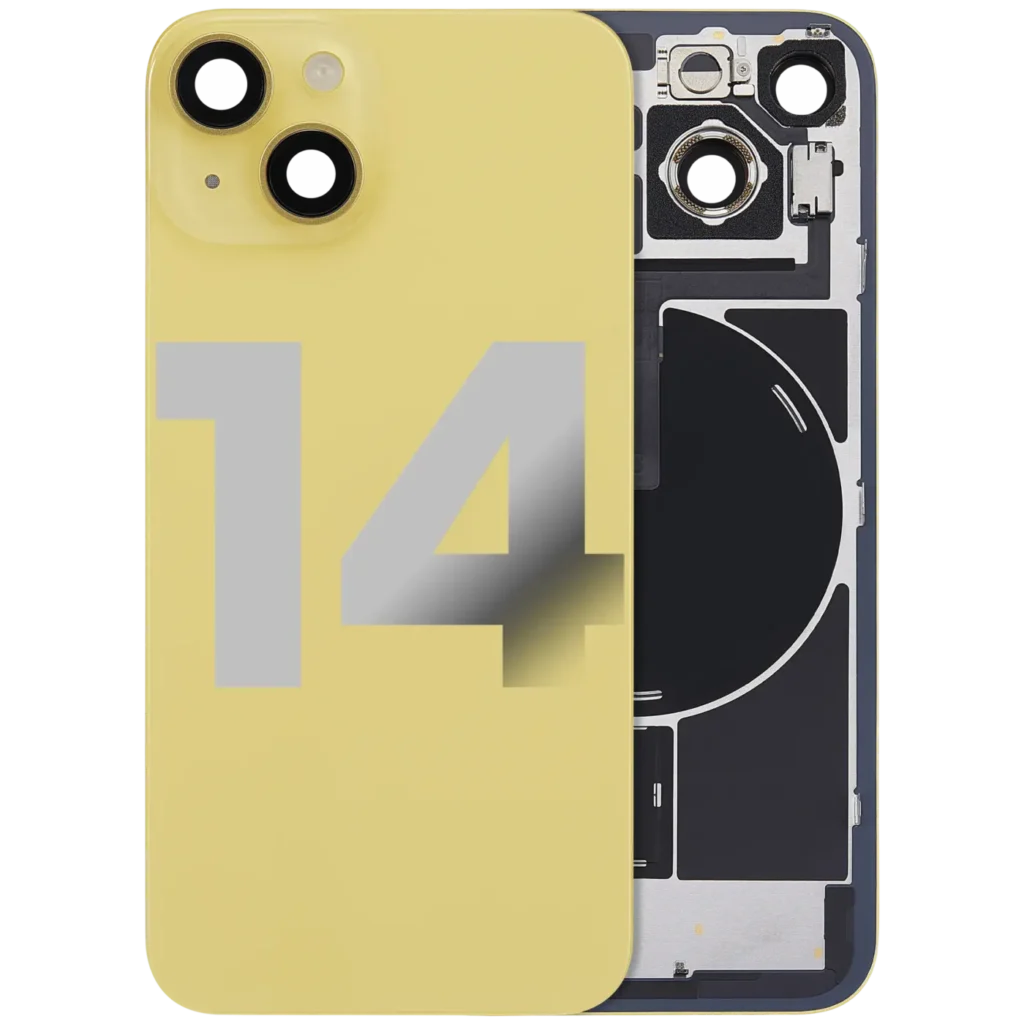 Back Glass w/ MagSafe Magnet & NFC & Flashlight Flex For iPhone 14 (Used OEM Pull: Grade A) (Yellow)