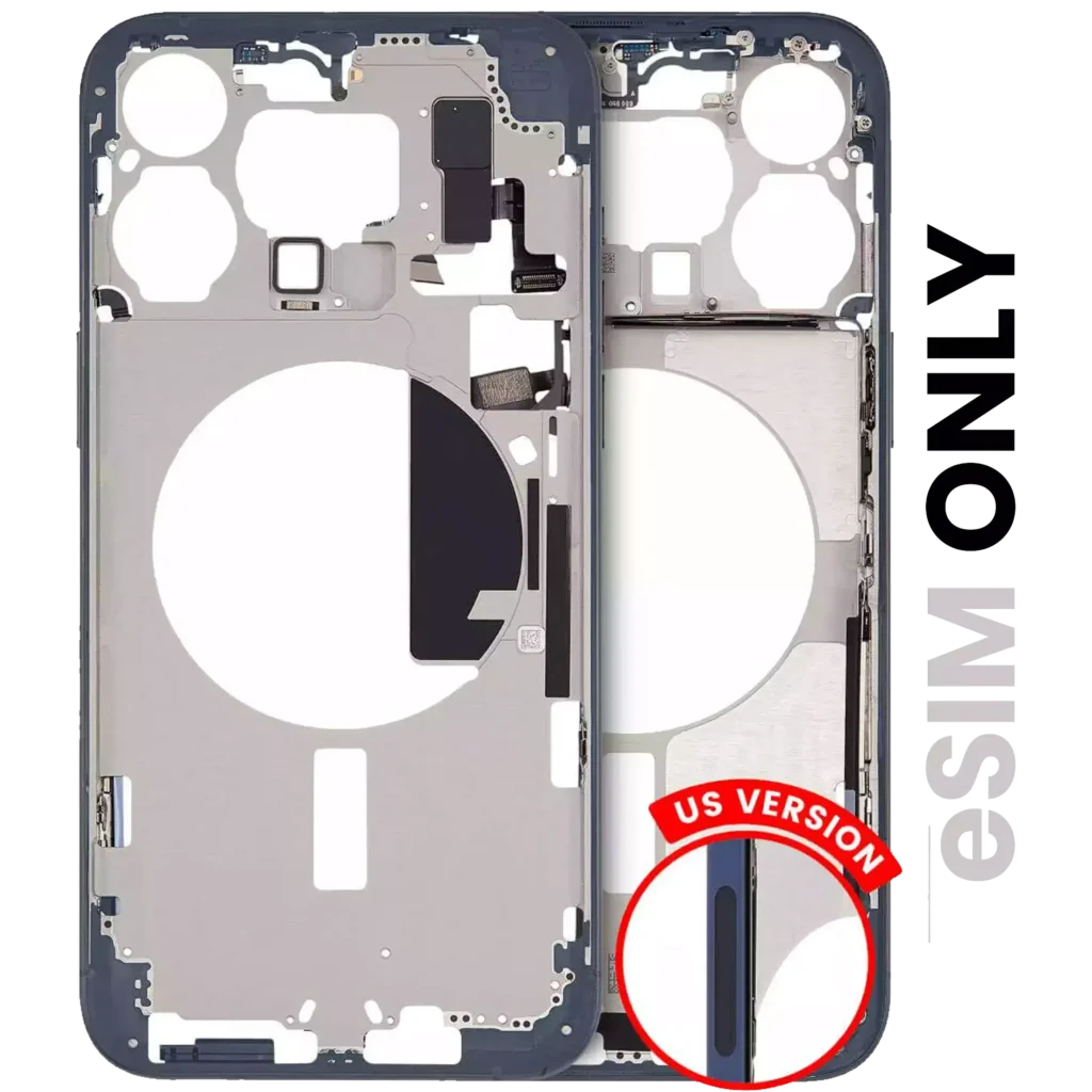 Mid-Frame Housing W/ Small Parts For iPhone 15 Pro Max (US Version) (Used OEM Pull: Grade A) (Blue Titanium)