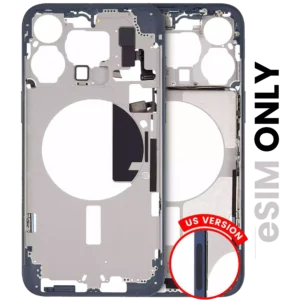 Mid-Frame Housing W/ Small Parts For iPhone 15 Pro Max (US Version) (Used OEM Pull: Grade A) (Blue Titanium)