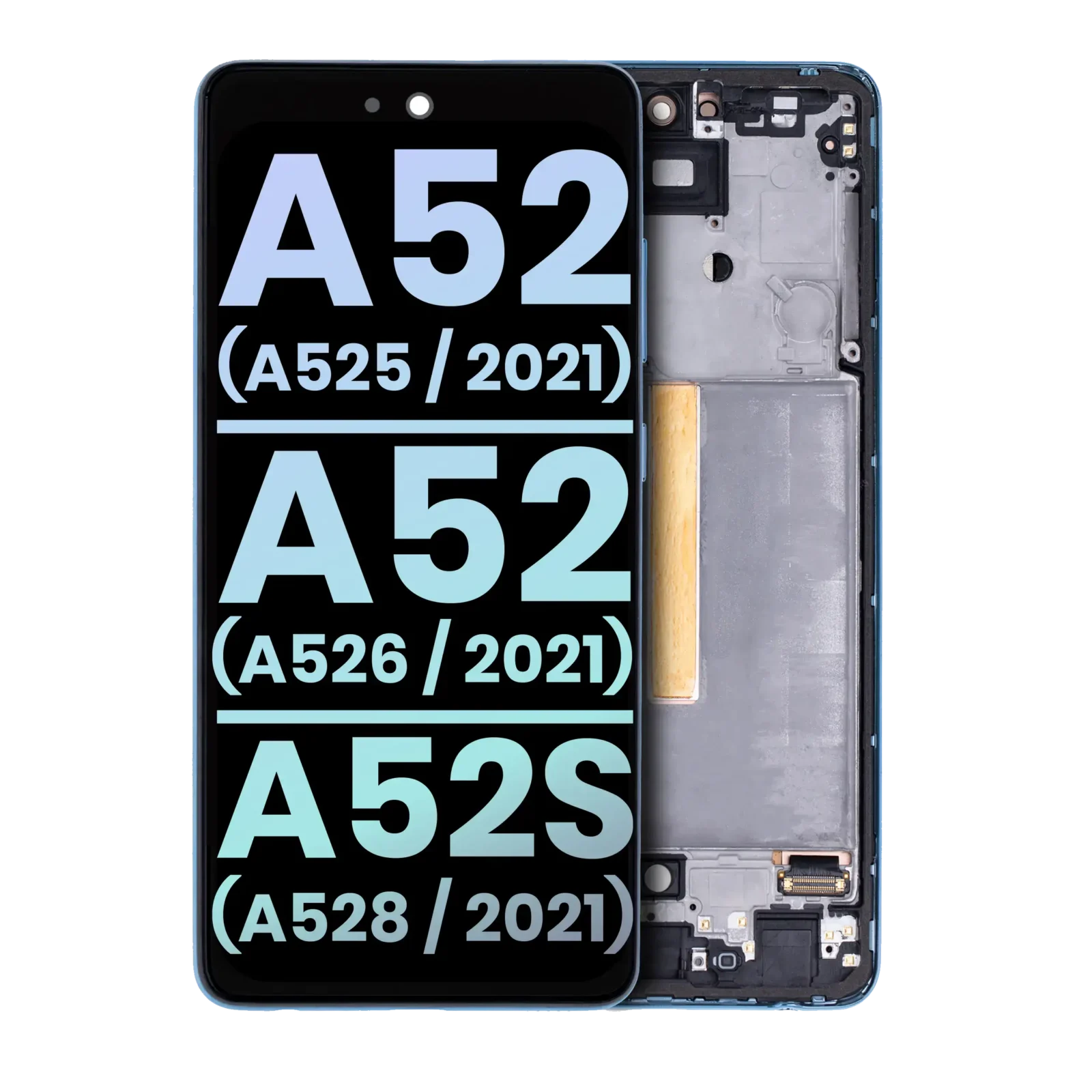 OLED Assembly With Frame For Samsung Galaxy A52 4G (A525 / 2021) / A52 5G (A526 / 2021) / A52S 5G (A528 / 2021) (Service Pack) (Awesome Blue)