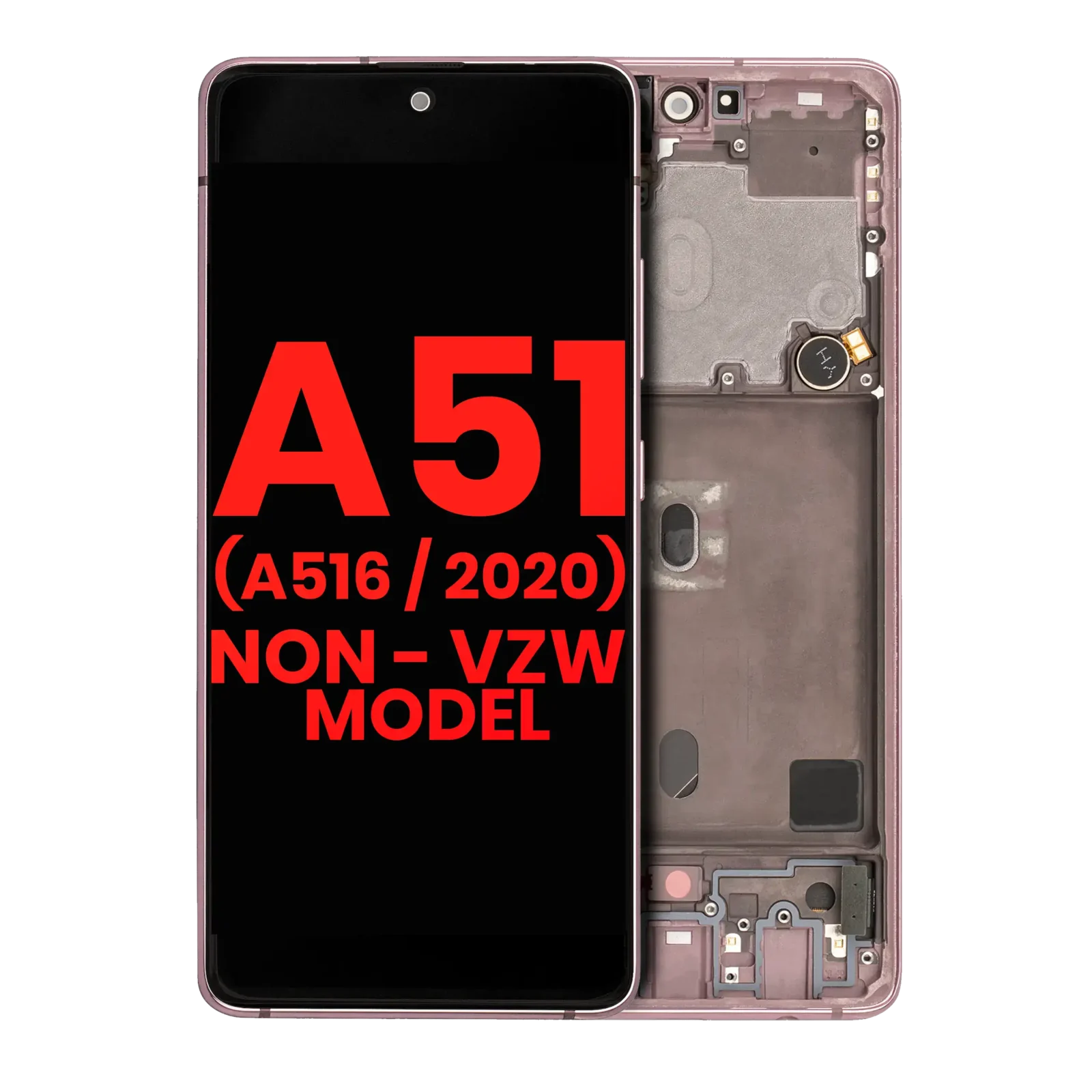 OLED Assembly With Frame For Samsung Galaxy A51 5G (A516 / 2020) (Non-Verizon 5G UW Frame) (6.46") (Aftermarket Plus) (Prism Cube Pink)