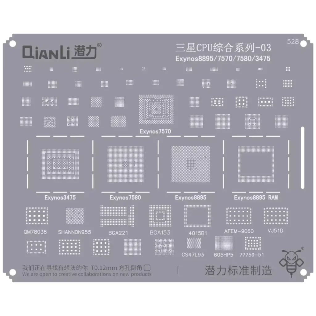 Bumblebee Stencil (QS528) Samsung CPU 03-Exynos8895 / 7570 / 7580 / 3475 (Qianli)