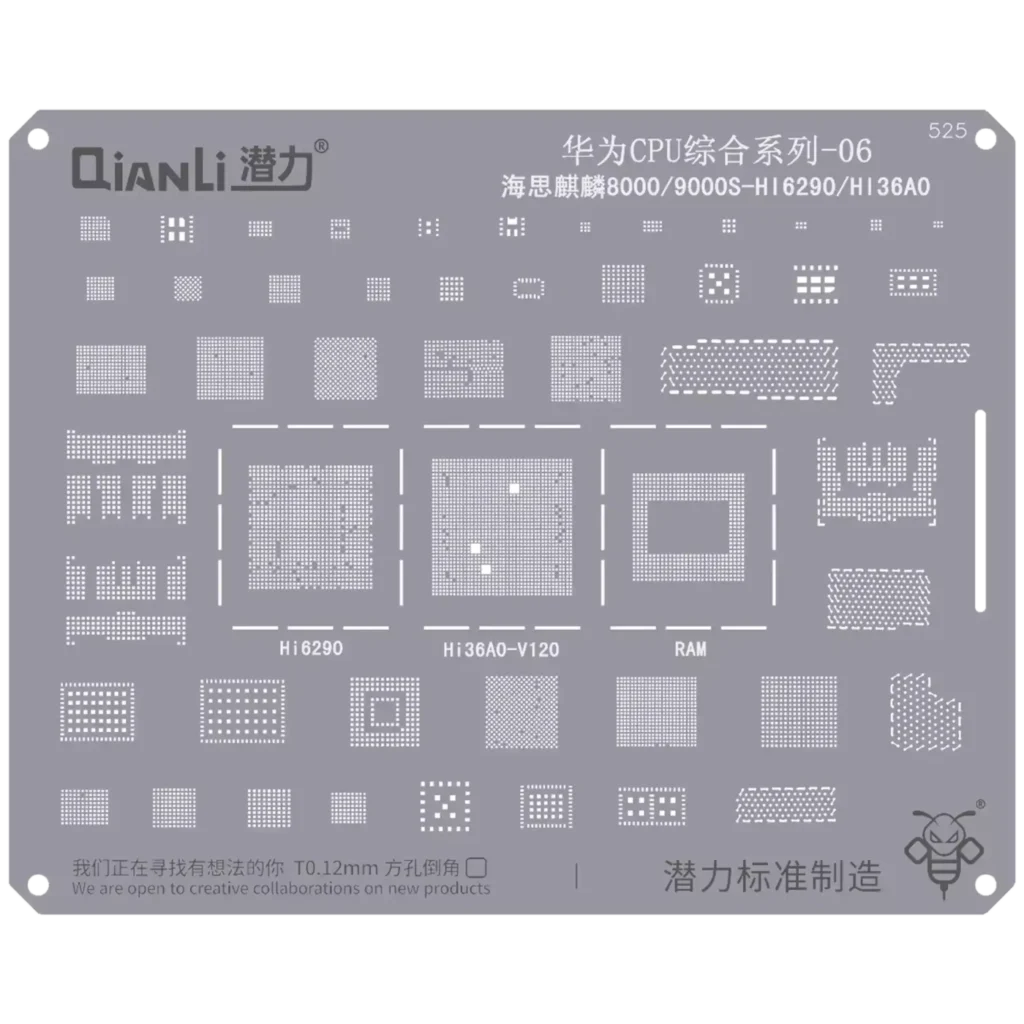 Bumblebee Stencil (QS525) Huawei CPU 06-Kirin 8000 / 9000S-HI6290 / HI36AO (Qianli)